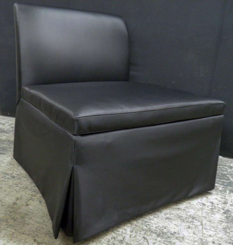20th Century Chic Pair of Estate Slipper Chairs, Matte Black Fabric For Sale