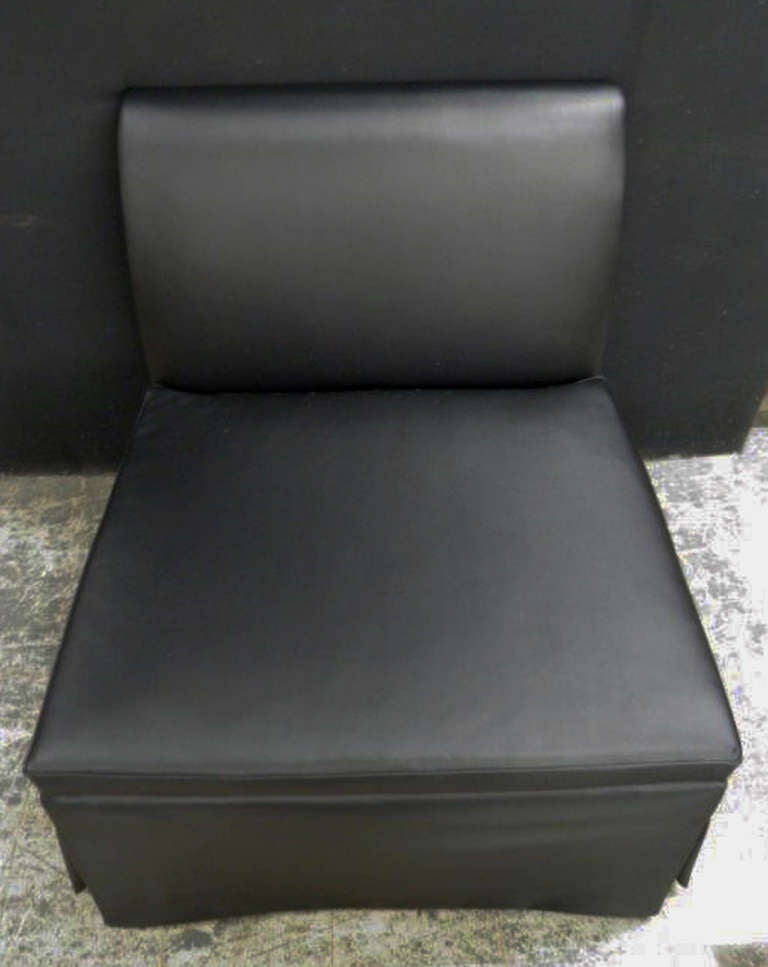 Unknown Chic Pair of Estate Slipper Chairs, Matte Black Fabric For Sale
