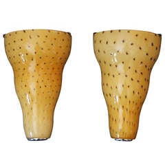 Pair Of Spotted Amber Estate Wall Sconces
