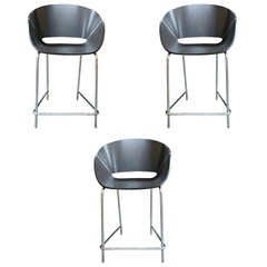 Trio Of Italian Bentwood And Chrome Counter Stools