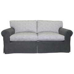 Retro Elegant and Very Comfortable, Fully Refurbished Sofa in Grey Flannel and Linen
