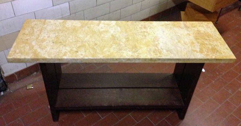 Unknown Golden Marble and Espresso Oak console For Sale