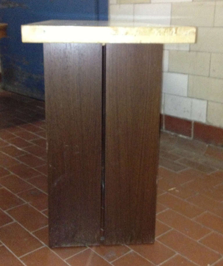 Golden Marble and Espresso Oak console In Good Condition For Sale In Bronx, NY