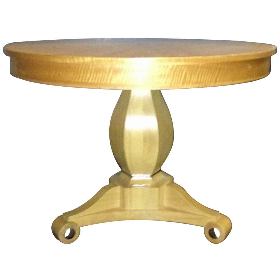 Elegantly Detailed Tri-Foot Balustrade Table in Figured Sycamore For ...