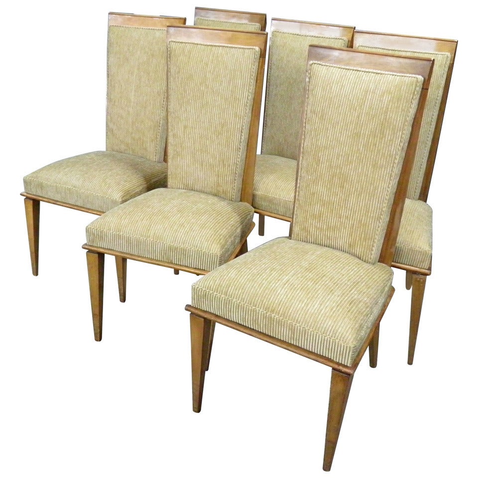 Chic and Fully Reupholstered Vintage Ash Dining Chairs For Sale