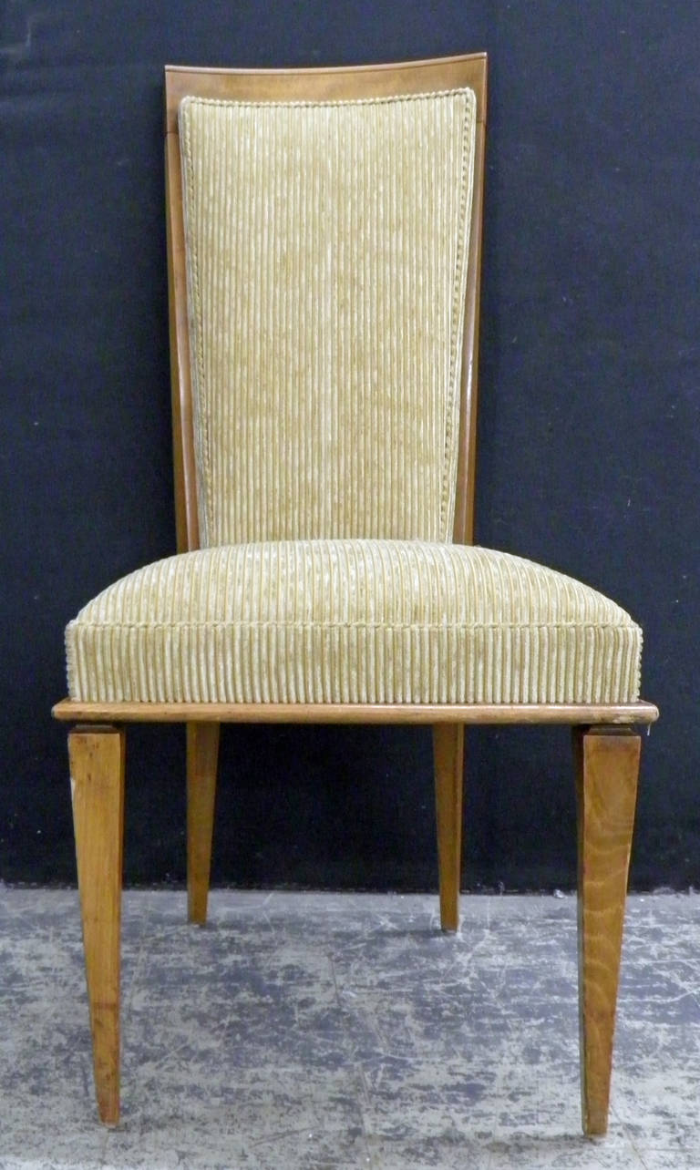 French Chic and Fully Reupholstered Vintage Ash Dining Chairs For Sale