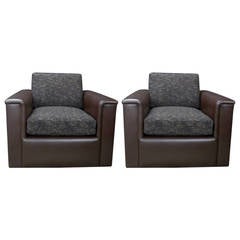 Fully Refurbished Pair of Very Comfortable Club Chairs on Casters and Swivels 10