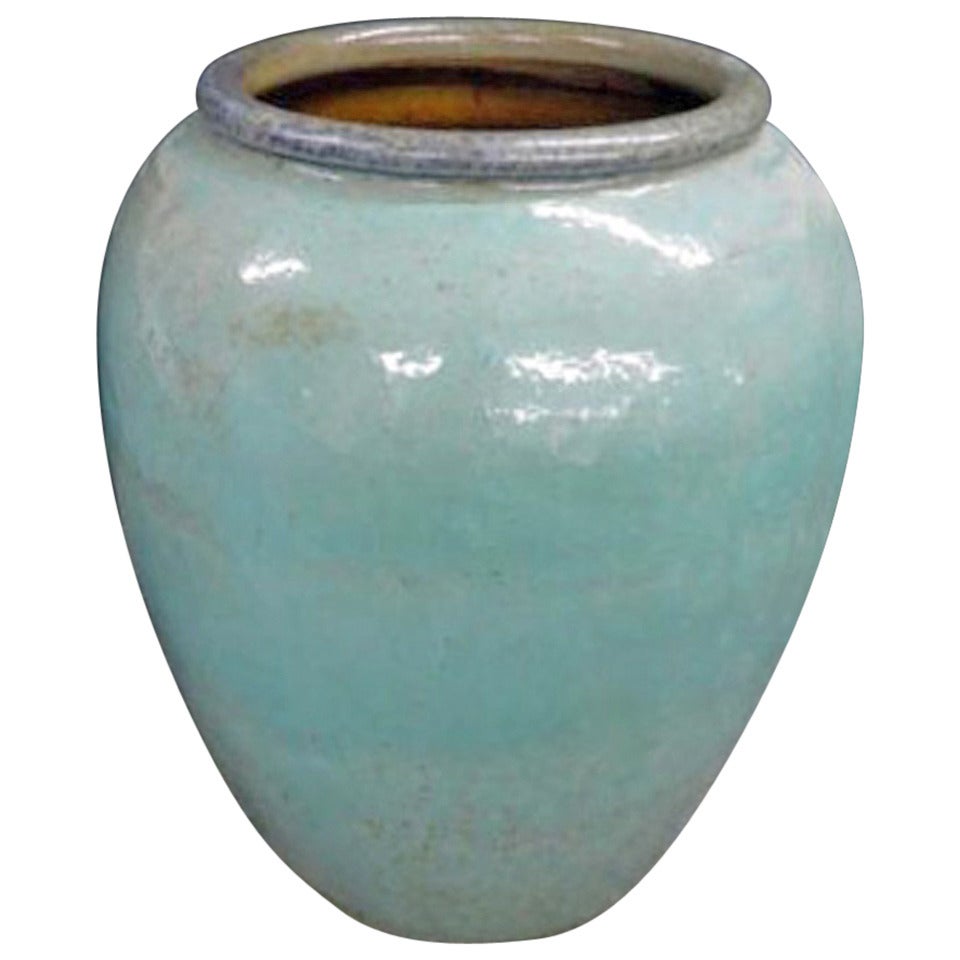 Monumental Terracotta Urn in a Turquoise Glaze