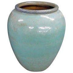 Monumental Terracotta Urn in a Turquoise Glaze