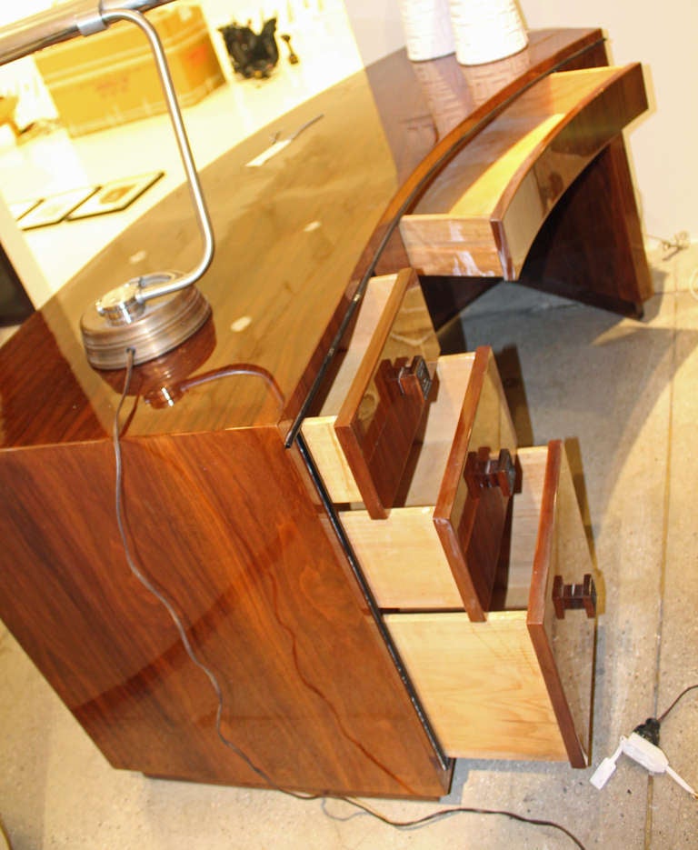 French Chic and unique curved Rosewood desk
