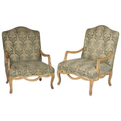 Pair of Open Armchairs with a Serpentine Apron on Cabriole Legs