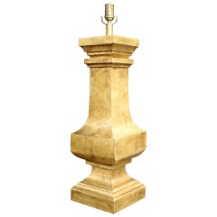 Substantial Carved Wood, Gold-Leafed Column Lamp