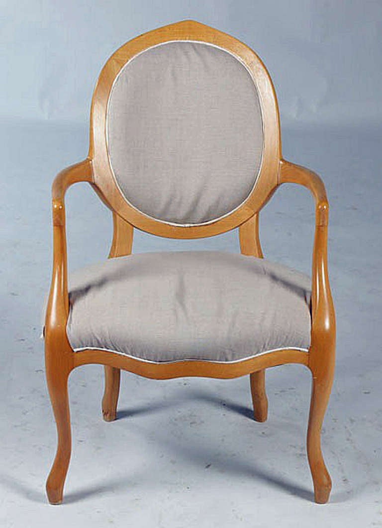 French 6 Light Wood Shield Back Fauteuils