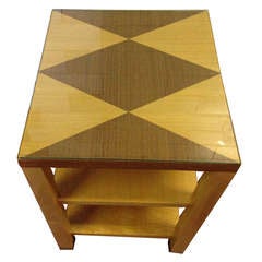 Jacquard Sycamore end table/side table with chrome sabots 12