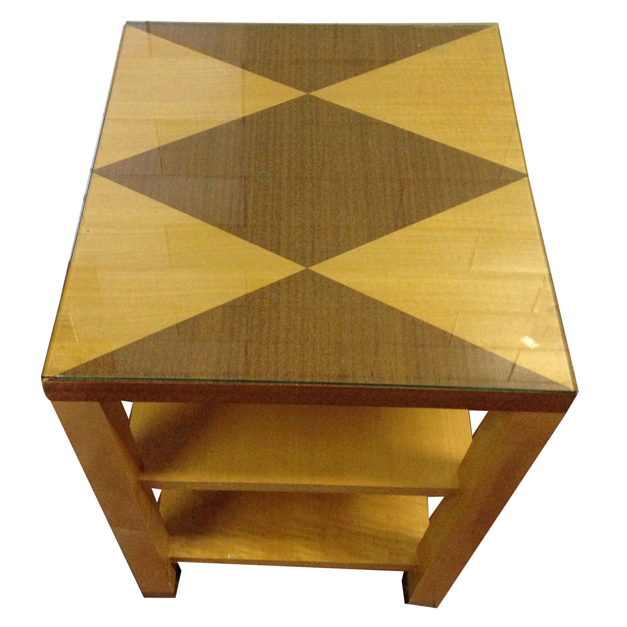 Jacquard Sycamore end table/side table with chrome sabots For Sale