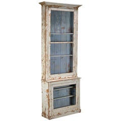 Antique 2-Piece Glass Front Painted Cabinet