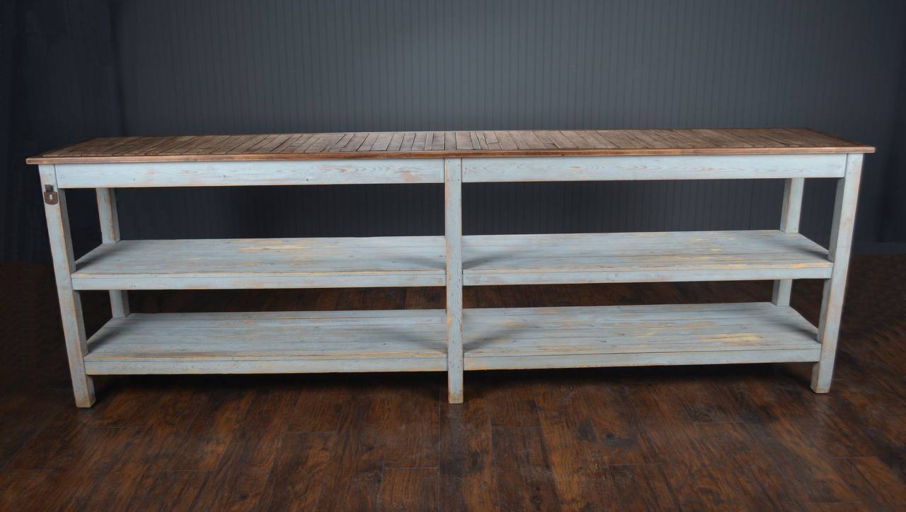 Large Rustic Antique French Store Counter Console