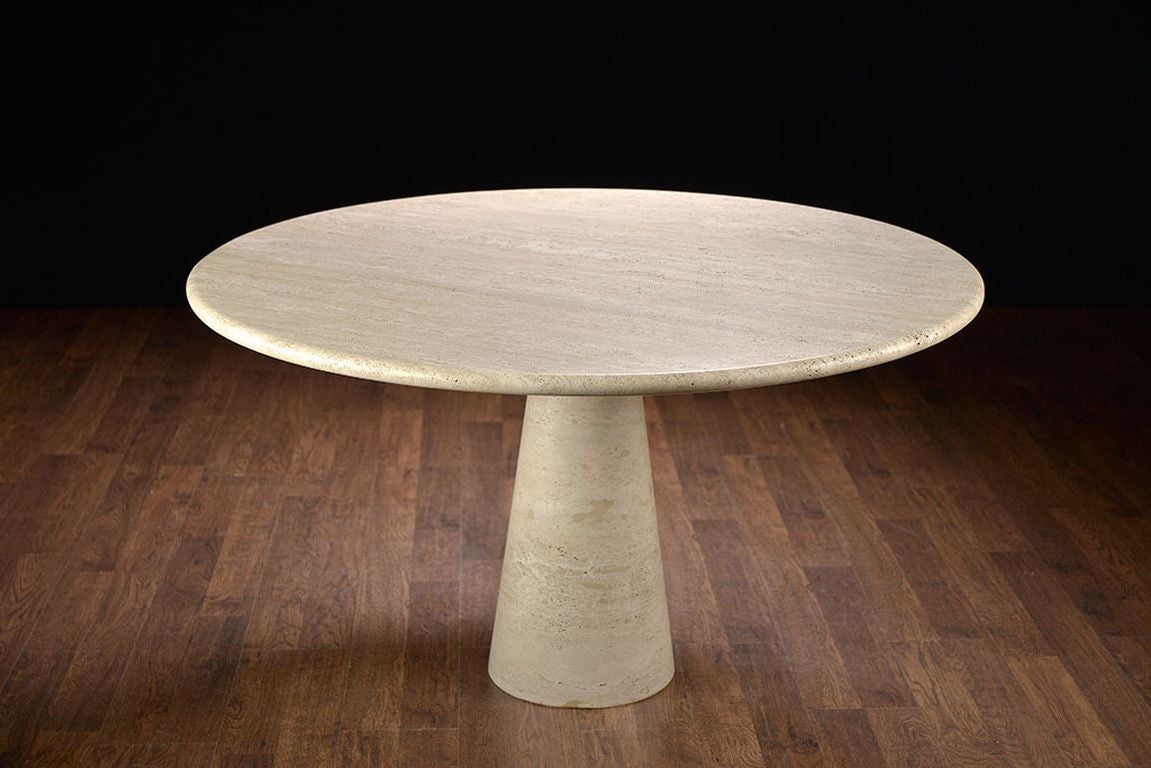 Vintage Italian Travertine Dining Table In Excellent Condition In New York, NY