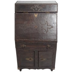 Antique Leather Wrapped Secretary
