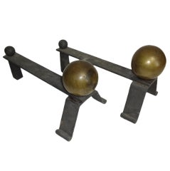 Vintage Ball Decor Iron Andirons
