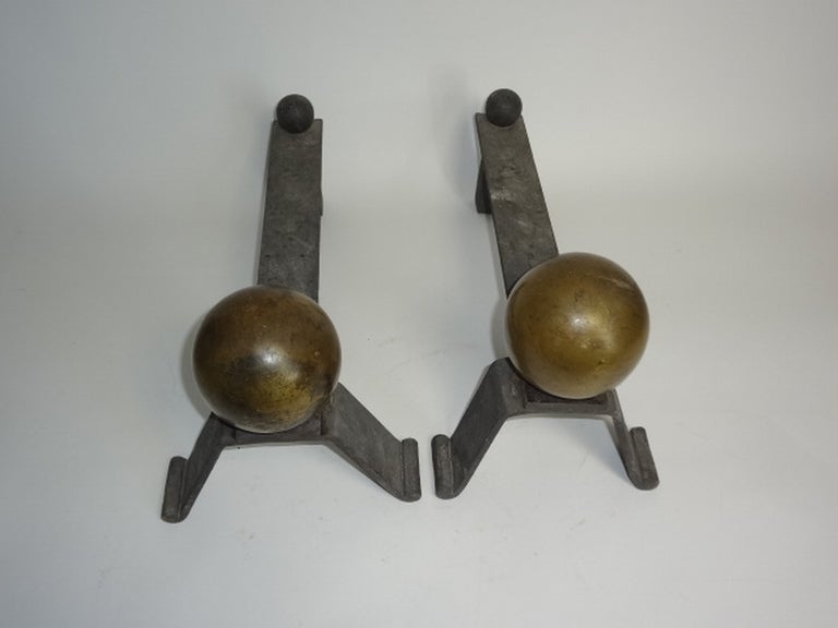 Vintage Ball Decor Iron Andirons