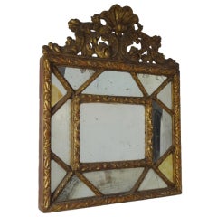 Antique Gilt Mirror with Ornate Carved Top Antique Gilt Mirror with Ornate Carved Top