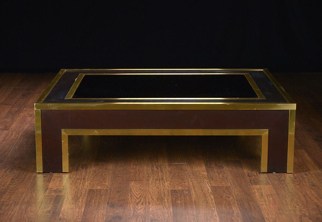 Vintage Deep Brown Lacquered Oak Coffee Table