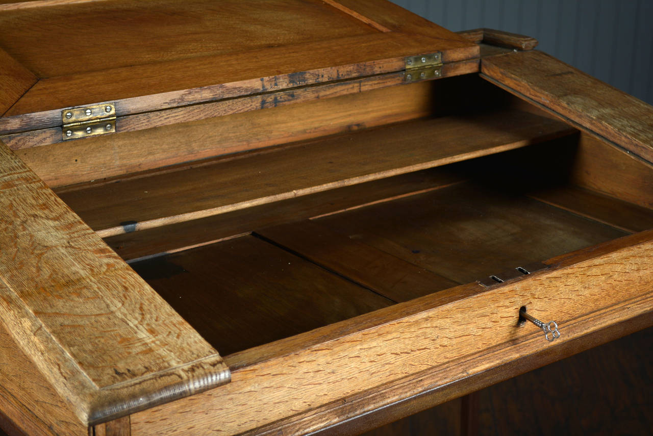 Antique Belgian Oak Flip Top Desk For Sale 2