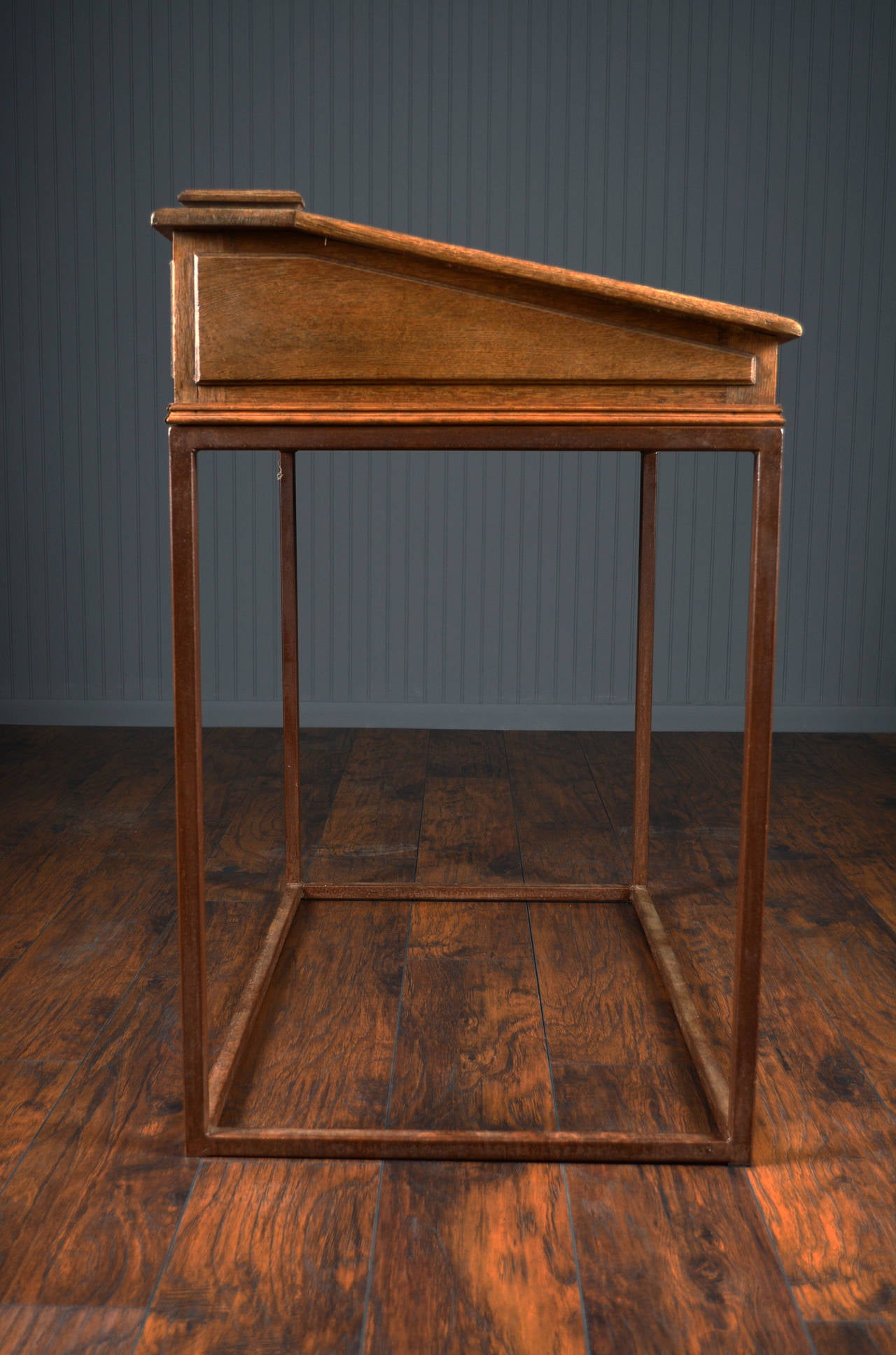 Antique Belgian Oak Flip Top Desk For Sale 3