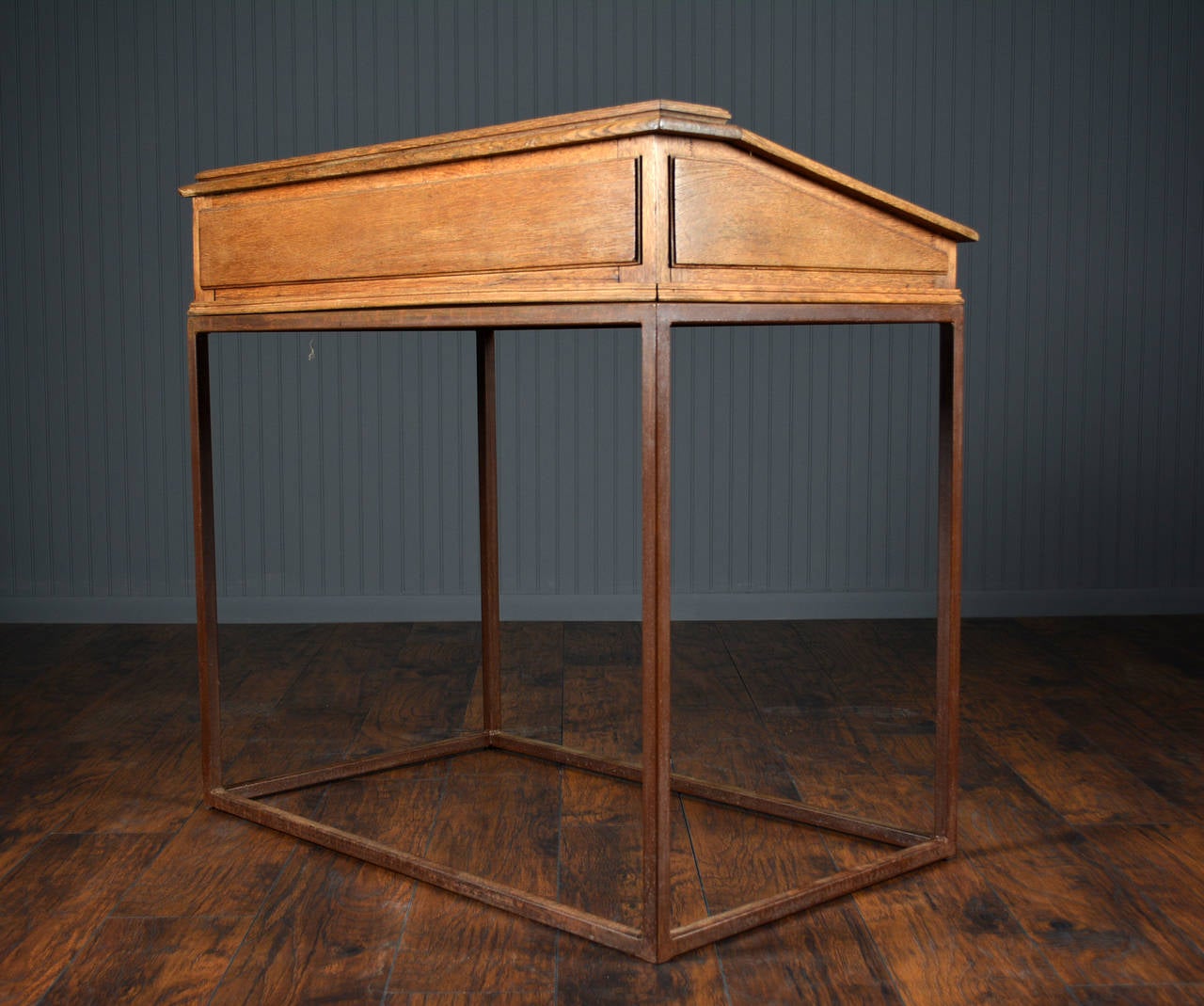 Antique Belgian Oak Flip Top Desk For Sale 4