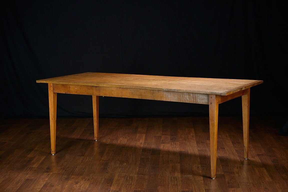 Antique French Linden Wood Dining Farm Table 1