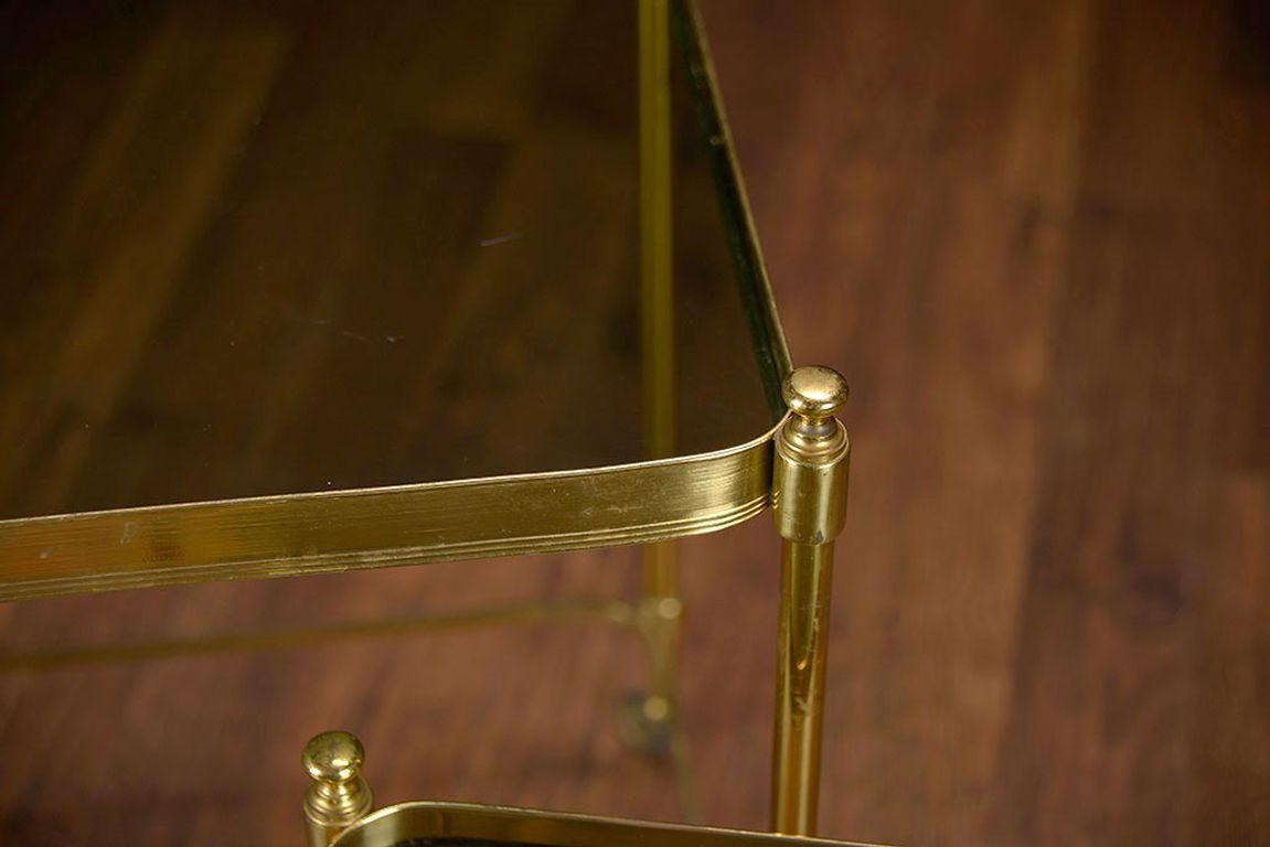 Set of Three Vintage Brass and Glass Nesting Tables 1