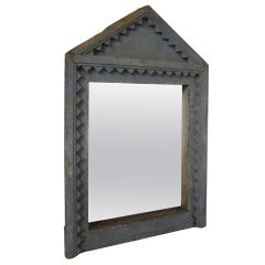 Antique French Blue-Painted Mirror