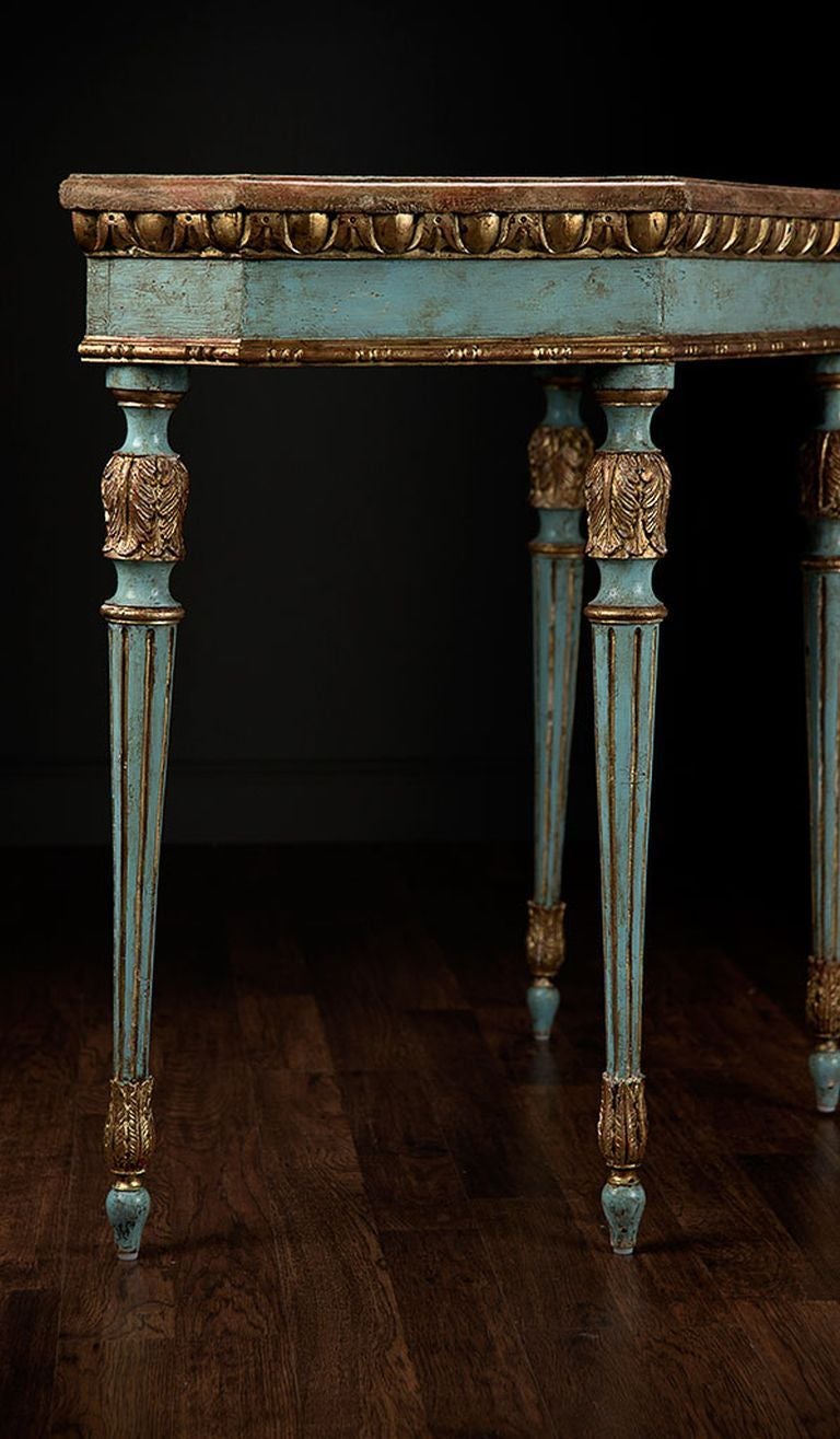 Antique Italian Venetian Blue Console Table 2