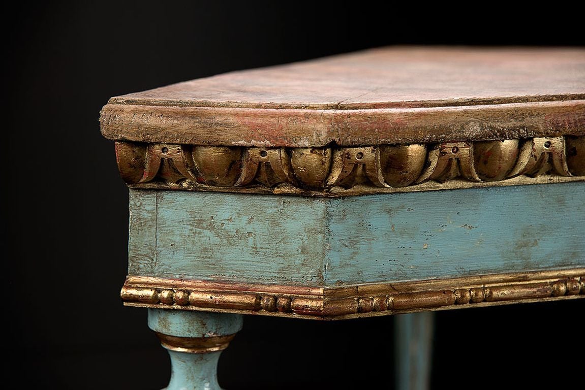 Antique Italian Venetian Blue Console Table 5