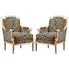 Pair of Antique French Louis XVI Style Bergeres