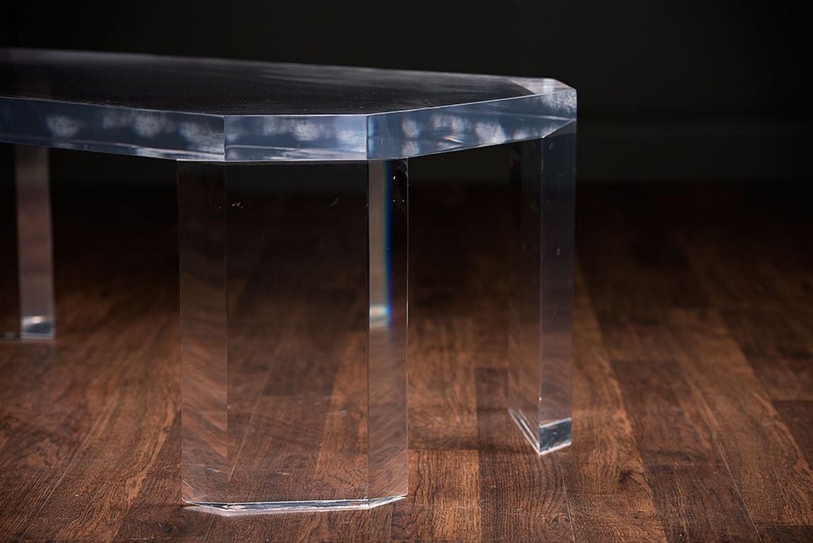 Vintage Angled Lucite Coffee Table In Excellent Condition In New York, NY