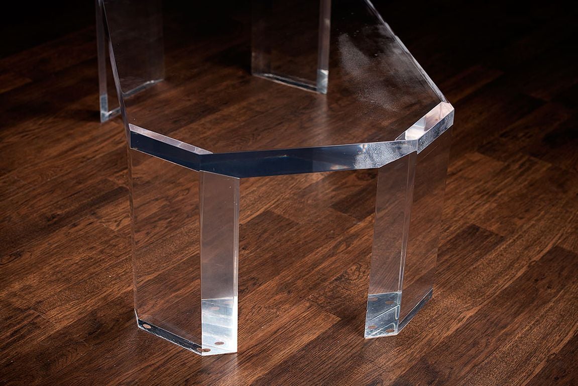 Vintage Angled Lucite Coffee Table 1