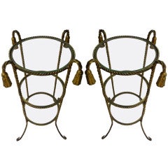 Pair of Round Italian Gilt Three Tier Tables