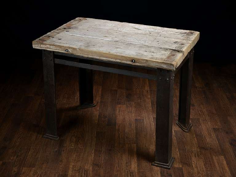 Antique French Iron and Teak Counter Table 4