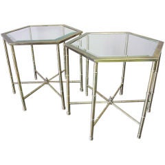 Faux Bamboo Brass Side Tables