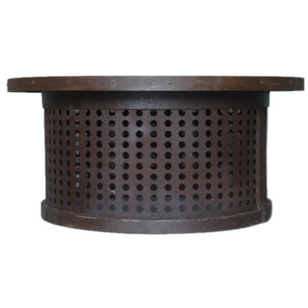 Round Metal Antique Apple Perforated Basket Coffee Table