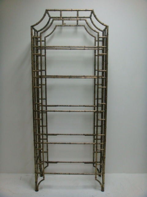 Faux Bamboo Gilded Metal Etagere
