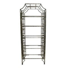 Faux Bamboo Gilded Metal Etagere