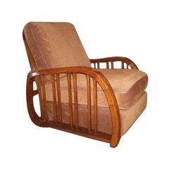 Pair of Reclining Walnut Armchairs