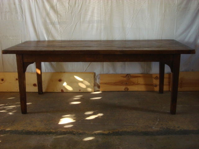 Thick Top Rectangular Oak 4-Plank French Dining Table