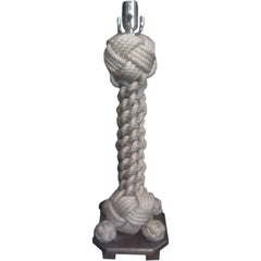 Vintage French Rope Lamp on Wood Base