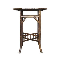 Antique English Octagonal Bamboo Side Table