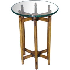 Antique British Colonial Spindle Wood Sidetable