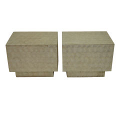 Vintage Pair of Petite Vintage Capiz Shell Cube Sidetables